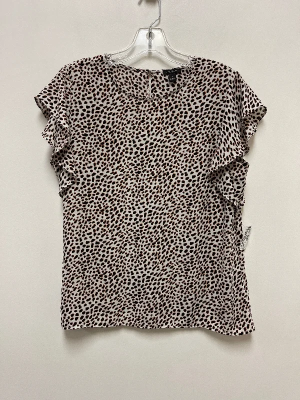 Black & Cream Top Short Sleeve Ann Taylor, Size S