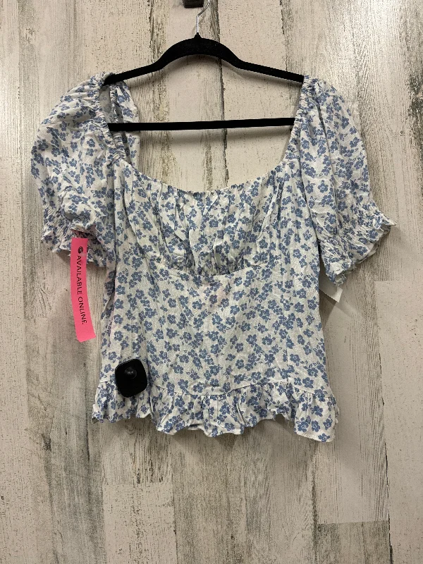 Blue Top Short Sleeve Sugar Lips, Size L