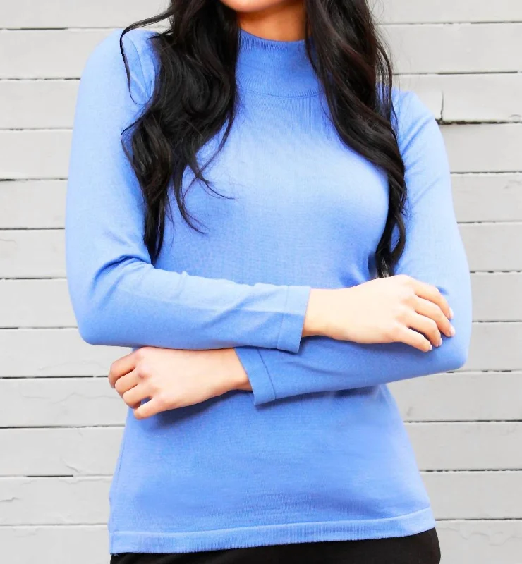 Mock Neck Top In Periwinkle