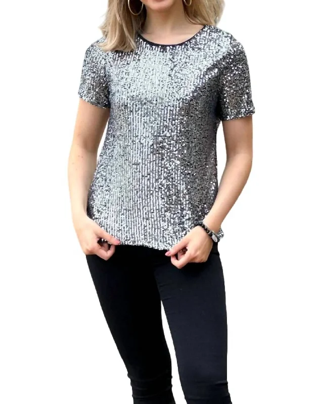 Sequin Top In Platinum