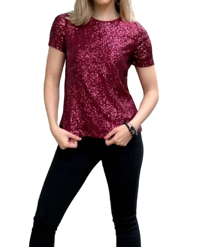 Sequin Top In Wine