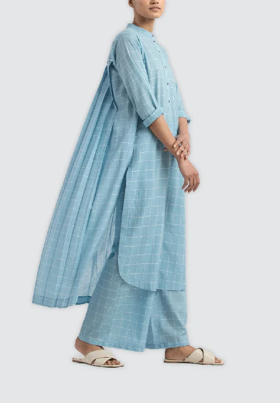 Back Pleat Shirt Co-Ord | Powder Blue