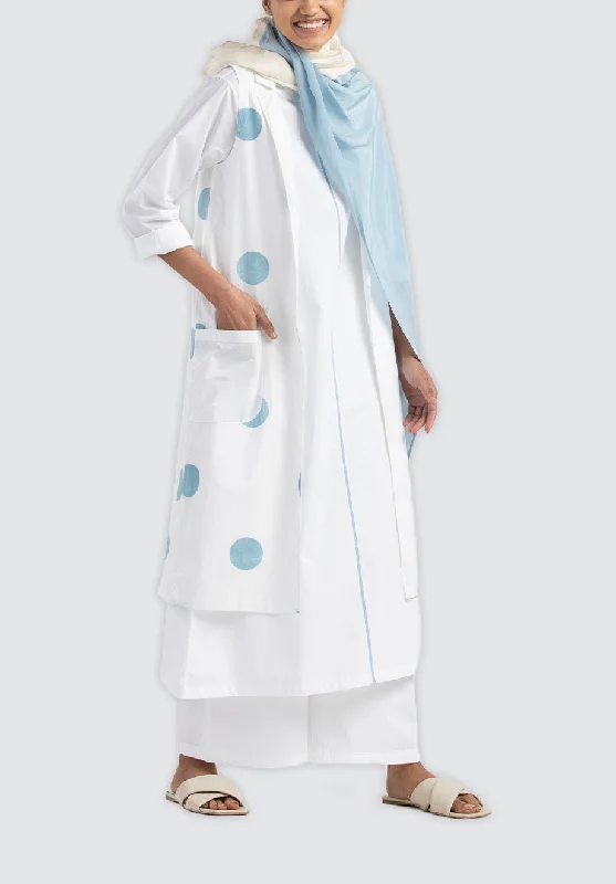 Back U Pleat Jacket Co-Ord | Powder Blue Polka (Set of 4)