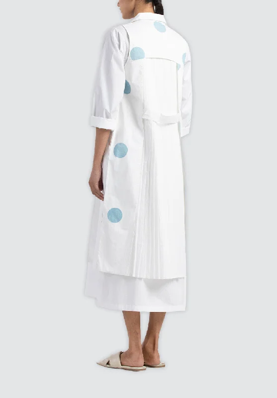 Back U Pleat Jacket Co-Ord | Powder Blue Polka