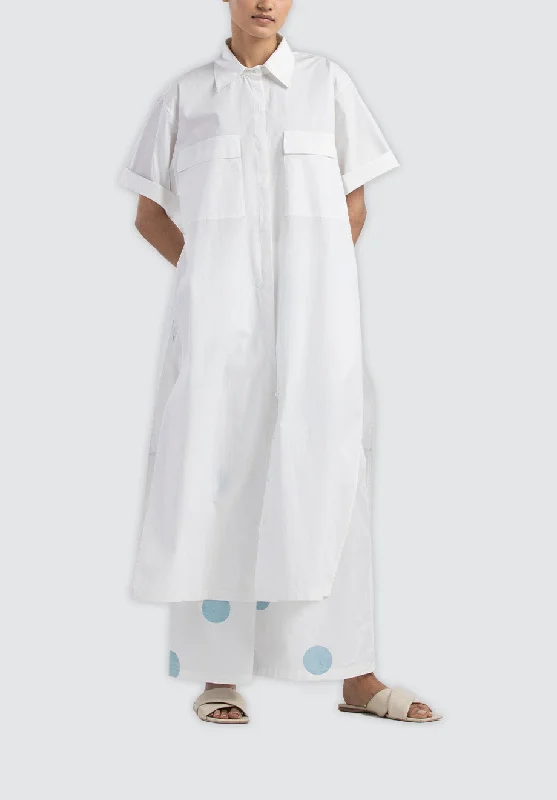 Bottom Pleat Shirt Co-Ord | White