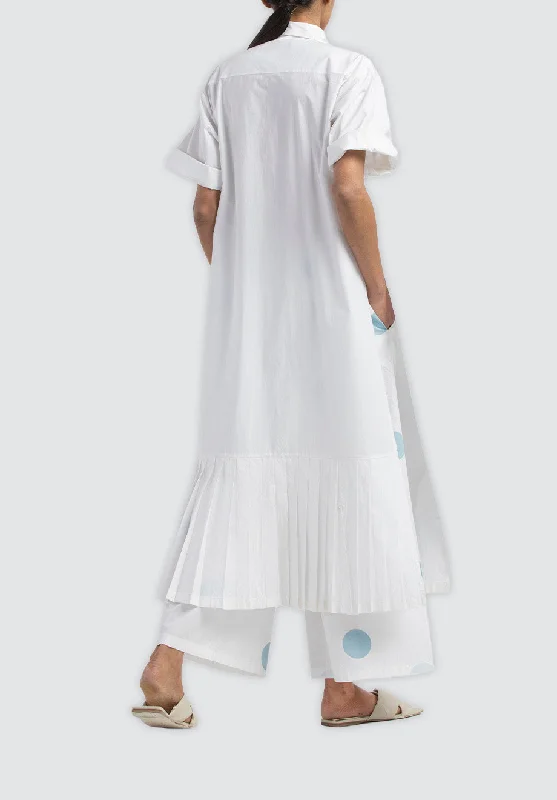 Bottom Pleat Shirt Co-Ord | White