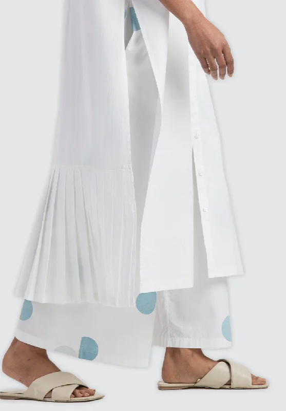 Bottom Pleat Shirt Co-Ord | White