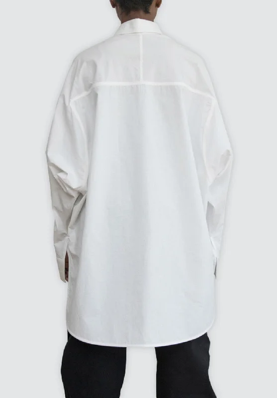 Engineered Sleeve Shirt with Flap Pockets | White