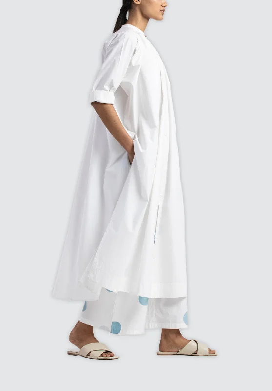 Gather Neck Shirt Co-Ord | White