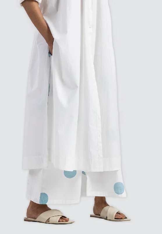 Gather Neck Shirt Co-Ord | White