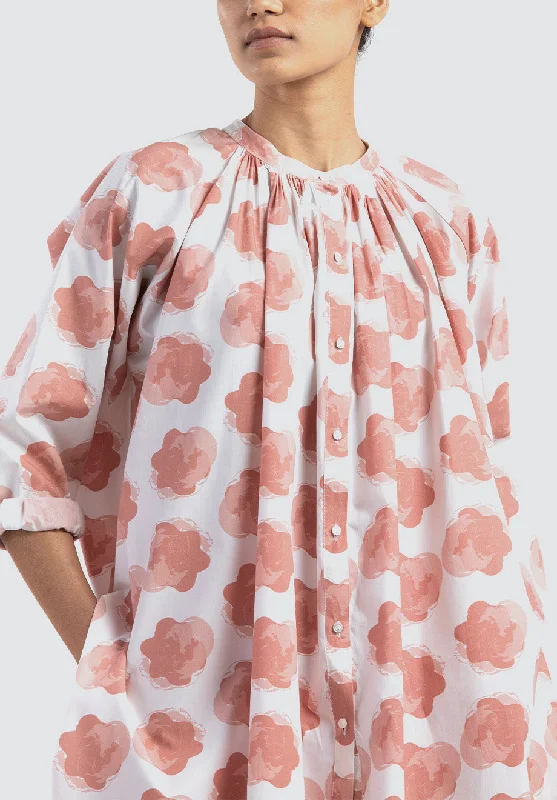 Gather Neck Shirt | Dusty Rose Floral