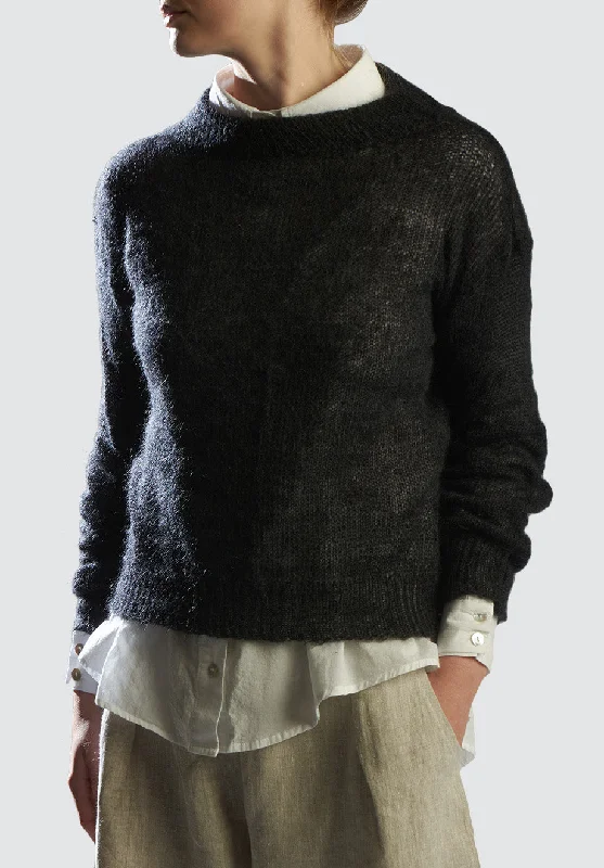 Hand Knitted Mohair Blend Jersey | Black