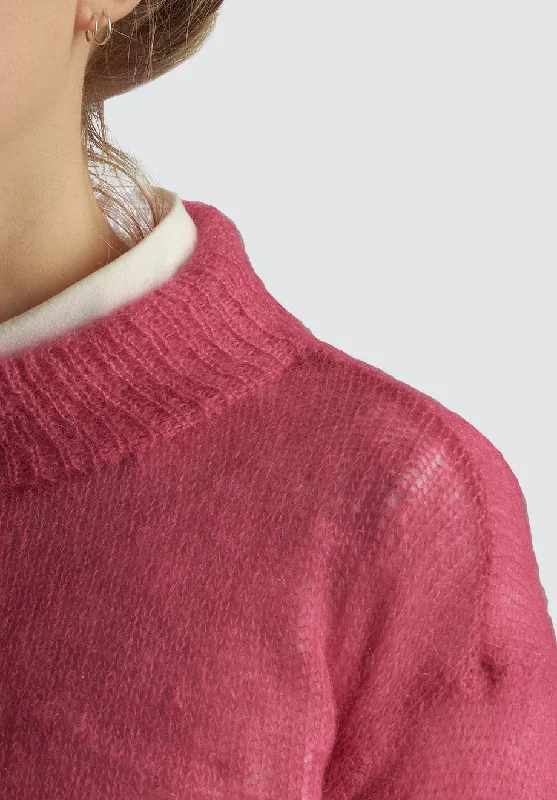 Hand Knitted Mohair Blend Jersey | Pink