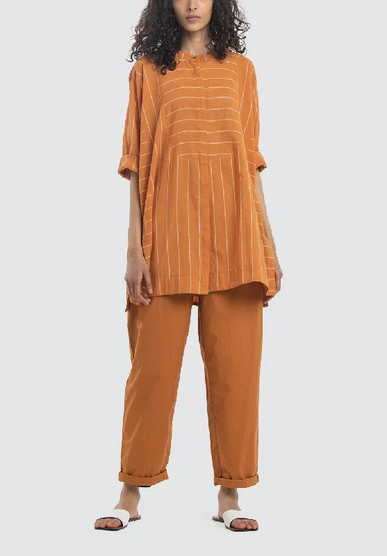 Panel Shirt Co-Ord | Rust Stripe