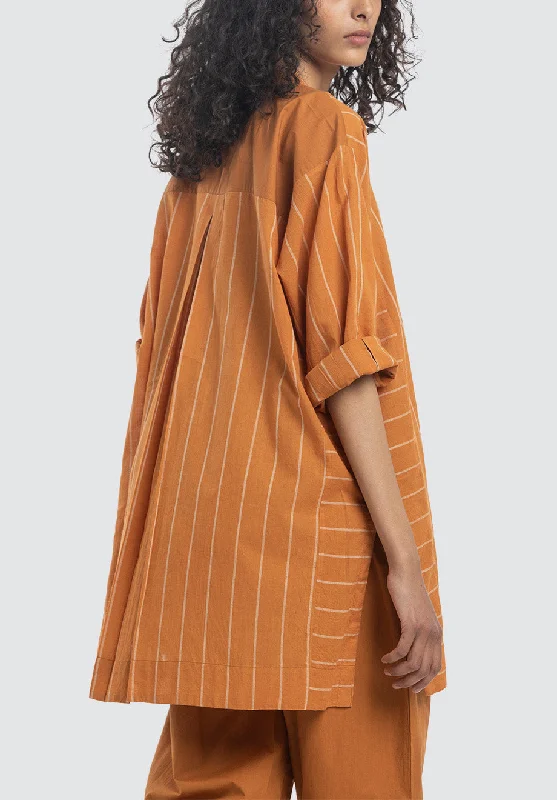 Panel Shirt Co-Ord | Rust Stripe