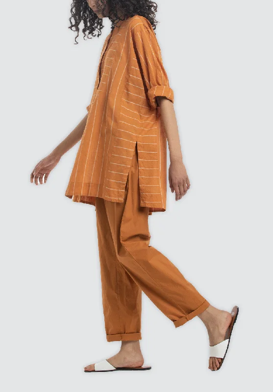 Panel Shirt Co-Ord | Rust Stripe