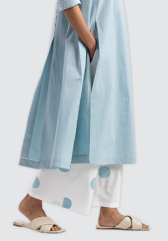 Panel Slit Shirt Co-Ord  | Powder Blue (Set Of 3)