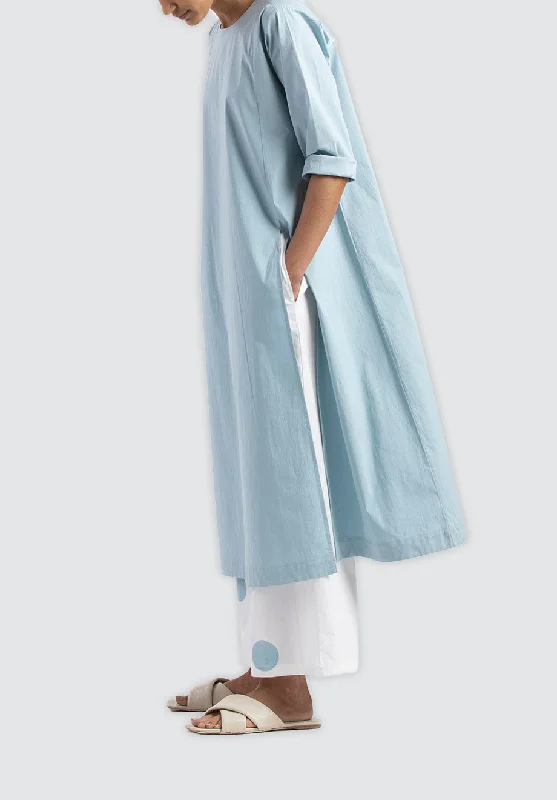 Panel Slit Shirt Co-Ord  | Powder Blue (Set Of 3)