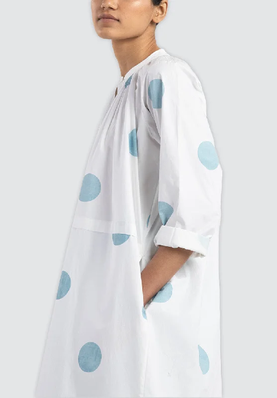 Pleat Dress Co-Ord | Powder Blue Polka