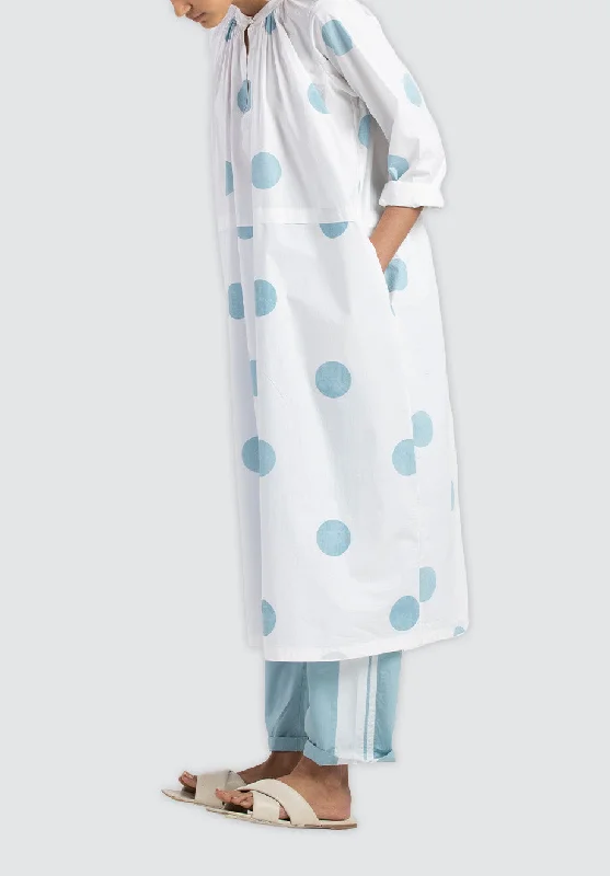 Pleat Dress Co-Ord | Powder Blue Polka