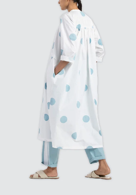 Pleat Dress Co-Ord | Powder Blue Polka