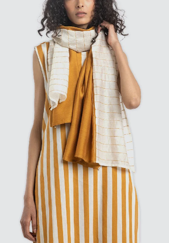 Round Neck Tunic Co-Ord | Mustard Stripe (Set of 3)