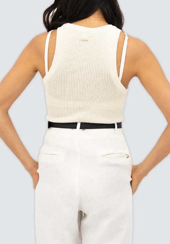 Sao Paulo GRU - Racer Knitted Top | Porcelain