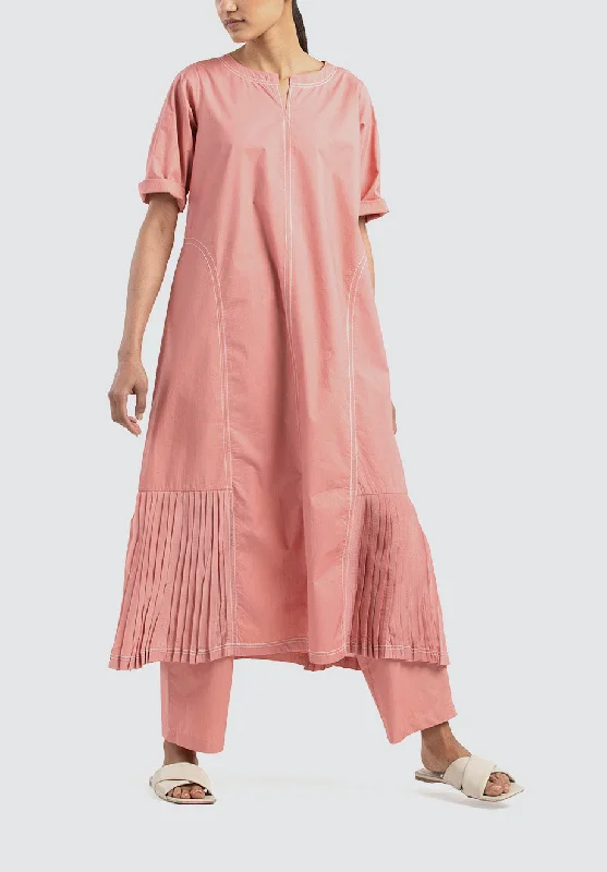 Side Pleat Dress Co-Ord | Dusty Rose (Set Of 3)