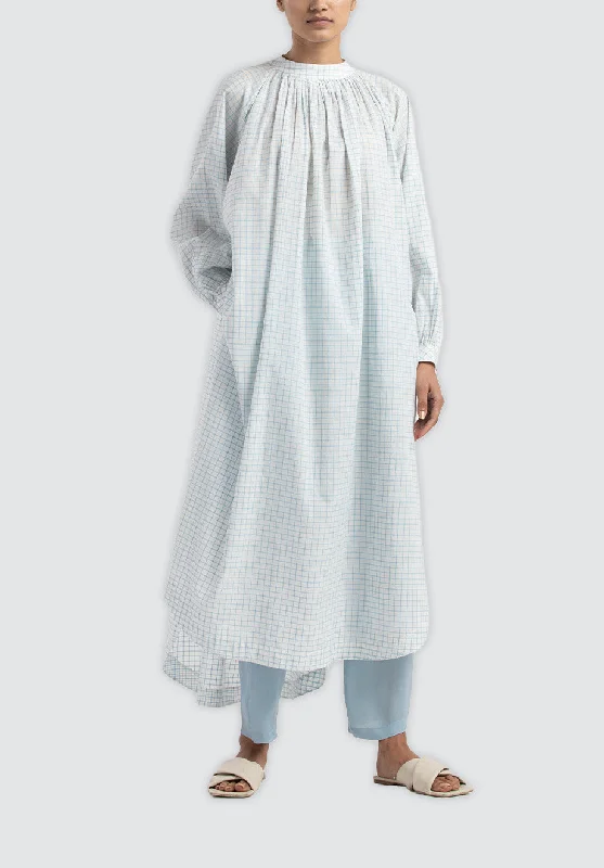 U Hem Gather Shirt Co-Ord | Powder Blue