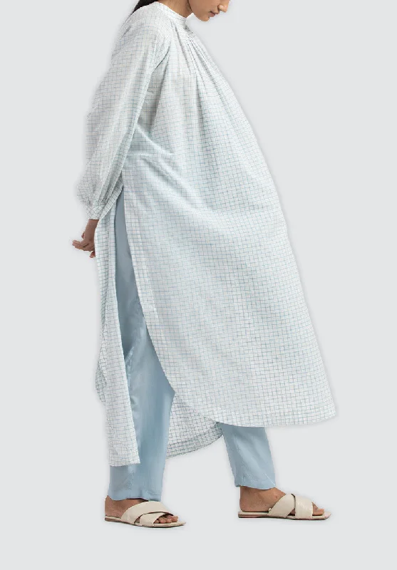 U Hem Gather Shirt Co-Ord | Powder Blue