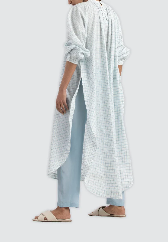 U Hem Gather Shirt Co-Ord | Powder Blue