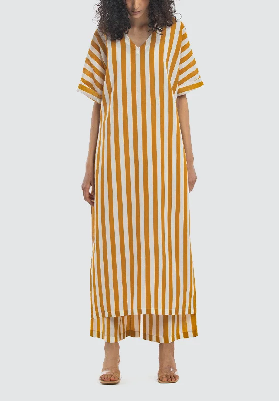 V Neck Kaftan Co-Ord | Mustard