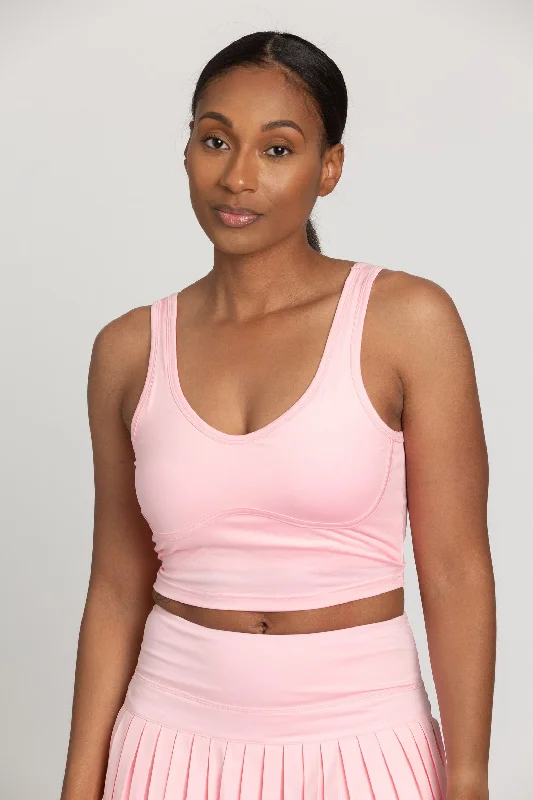 Baby Pink Lined Crop Bra Top