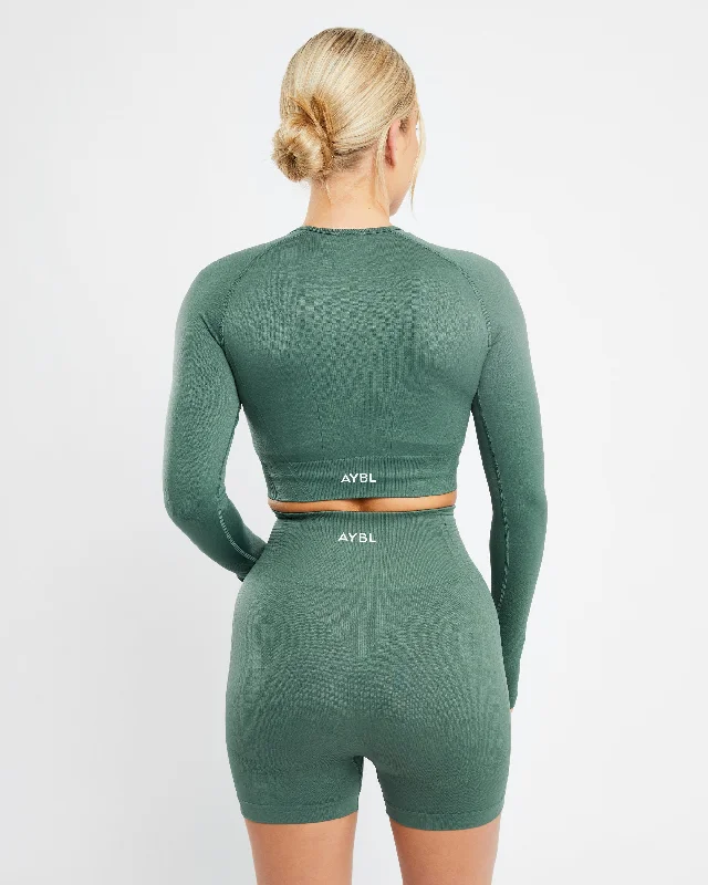 Balance V2 Seamless Long Sleeve Crop Top - Green