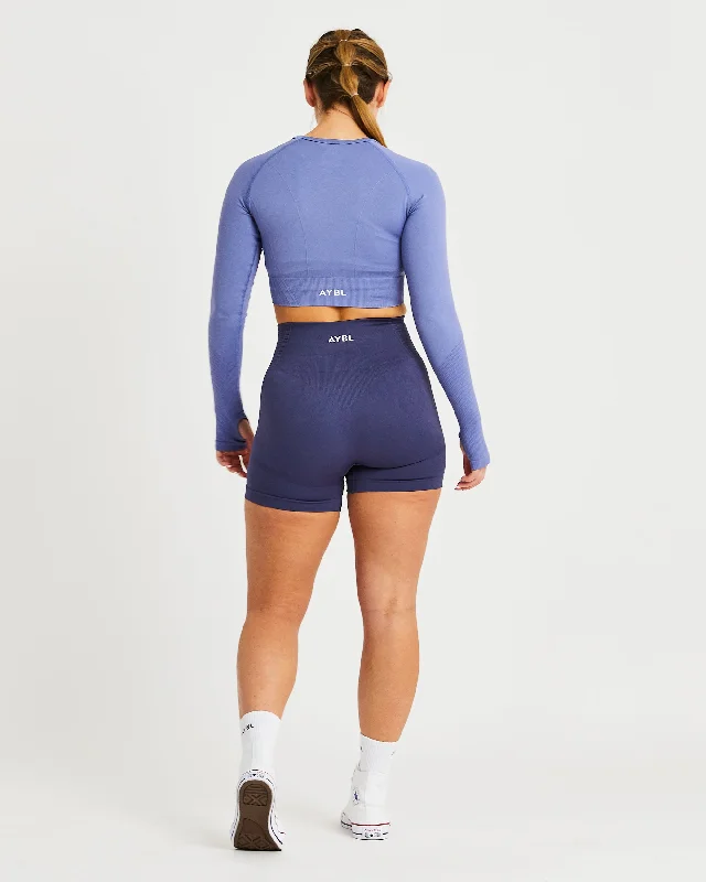 Balance V2 Seamless Long Sleeve Crop Top - Steel Blue