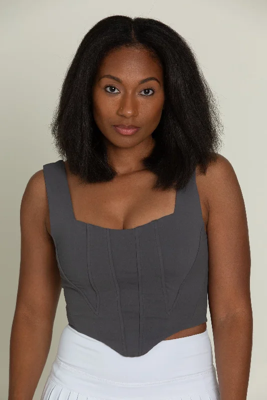 Charcoal Grey Corset Tank Top