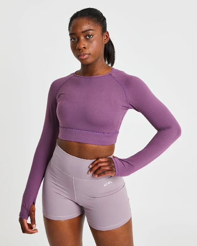 Core Long Sleeve Crop Top - Purple