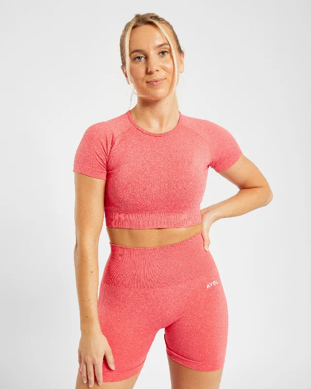 Empower Seamless Crop Top - Coral Red Marl