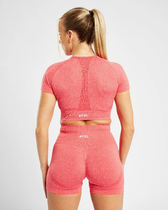 Empower Seamless Crop Top - Coral Red Marl