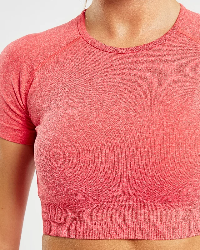 Empower Seamless Crop Top - Coral Red Marl