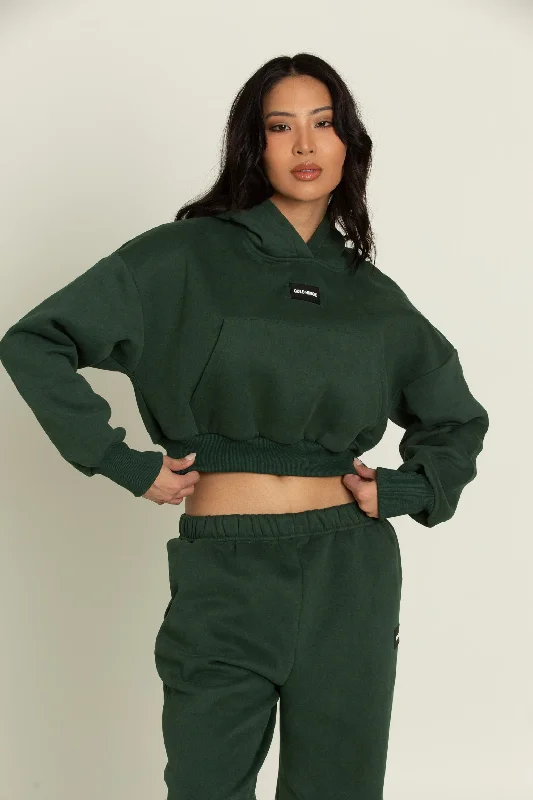 Hunter Green GH Cropped Hoodie