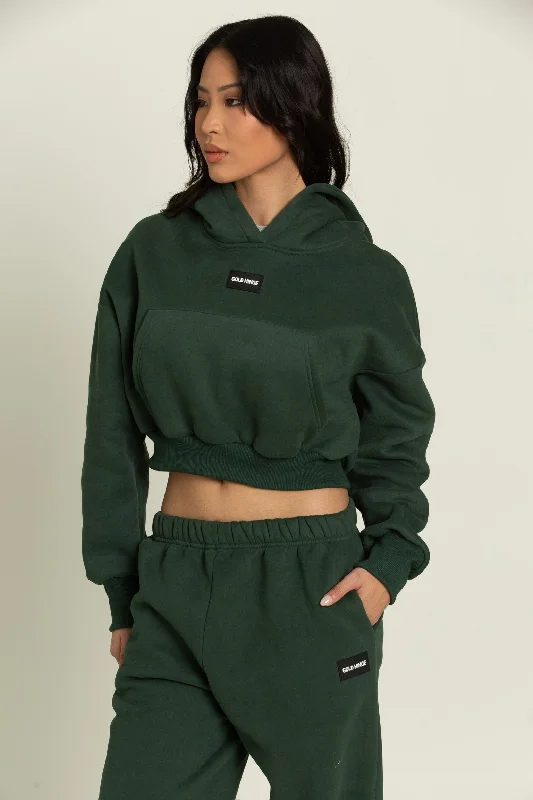 Hunter Green GH Cropped Hoodie