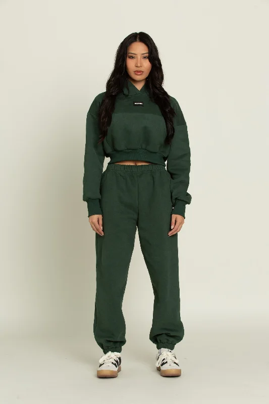 Hunter Green GH Cropped Hoodie