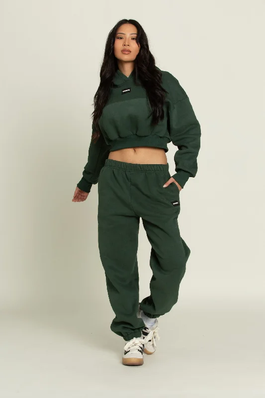 Hunter Green GH Cropped Hoodie