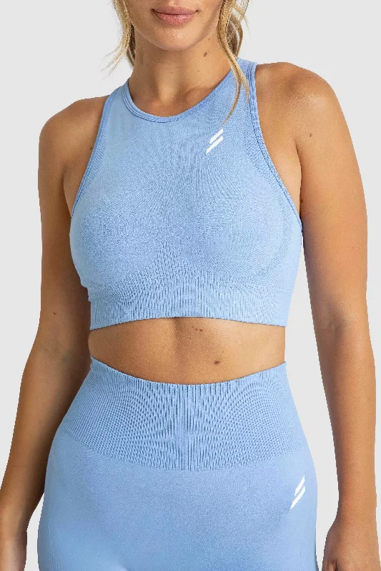 Impact Solid High-Neck Crop - Baby Blue