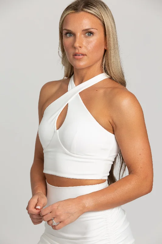 White Cross Over Yoga Top