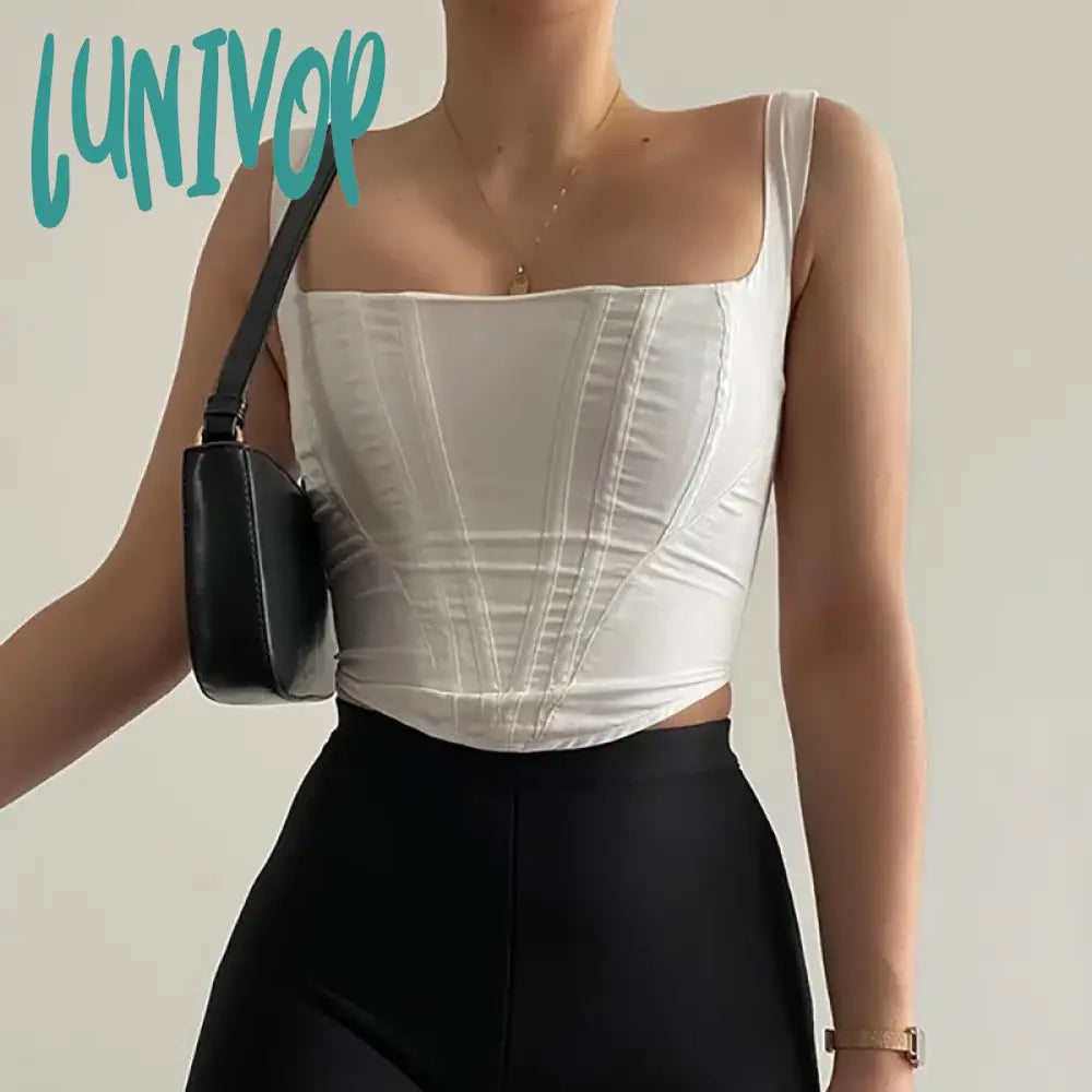 Lunivop High Quality Sexy Corset Summer Crop Top New Arrivals Y2k White Top Lined White Women Tops Cropped Streetwear Party Club