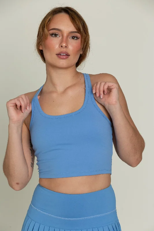 Marina Blue Racerback Crop Tank