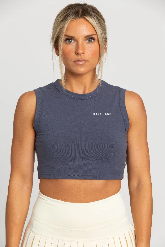 Navy Sleeveless Softy Crop Top