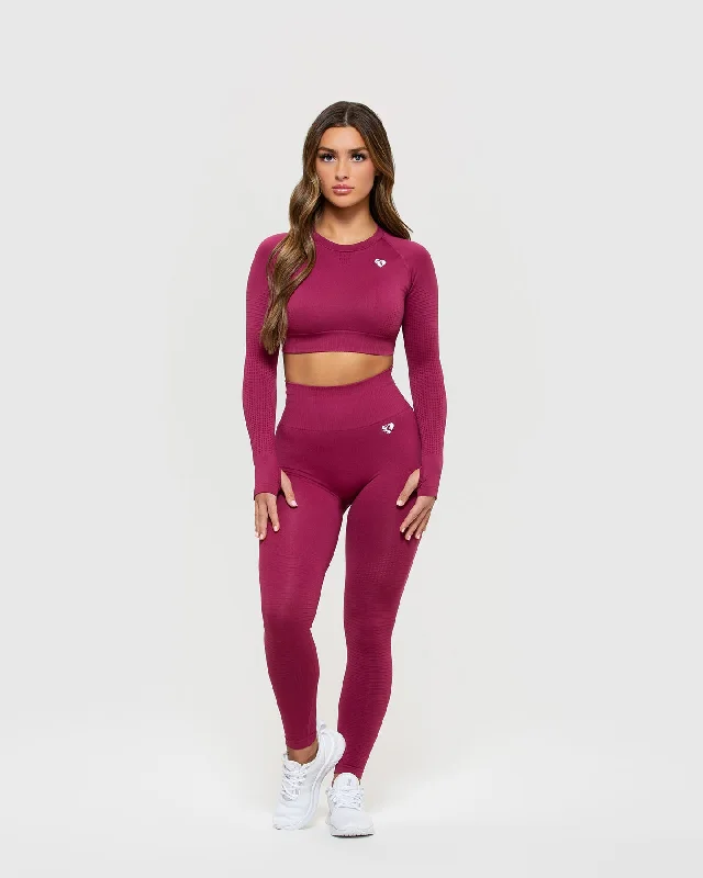 Power Seamless Long Sleeve Crop Top | Raspberry